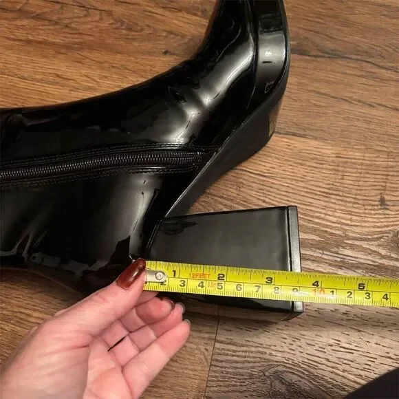 Lulus Women's Black Platform Boots Size 6 Casual Block Heel Edmen - Picture 10 of 16